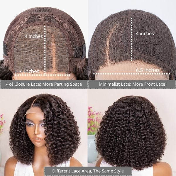 Glueless Short Deep Wave Bob 4x4 Closure Lace Wig 100% Human Hair