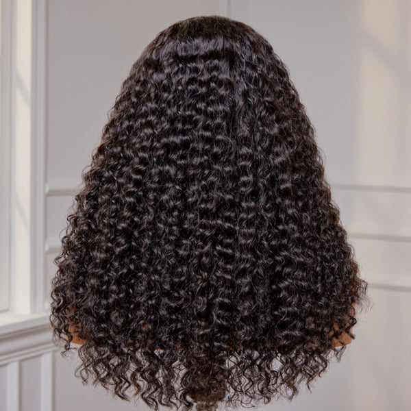 Deep Wave 5×5 Closure HD Lace Glueless Mid Part Long Wig 100% Human Hair