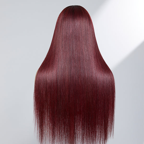 Limited Design | Patricia Burgundy Reddish Silky Straight 5x5 Closure HD Lace Glueless Long Wig 100% Human Hair