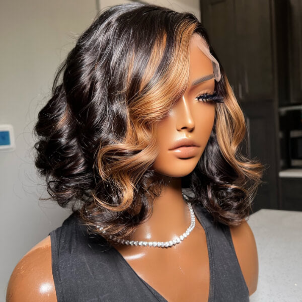 Blonde Highlight Loose Wave 5X5 closure wig | HD Lace Glueless