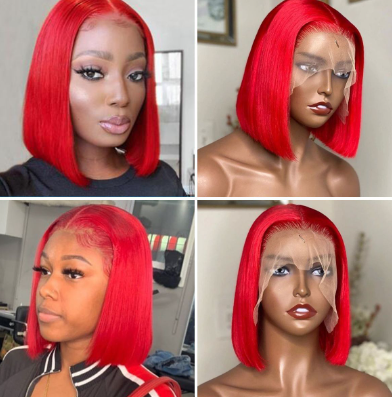 12 Inch Red Frontal Bob Wig