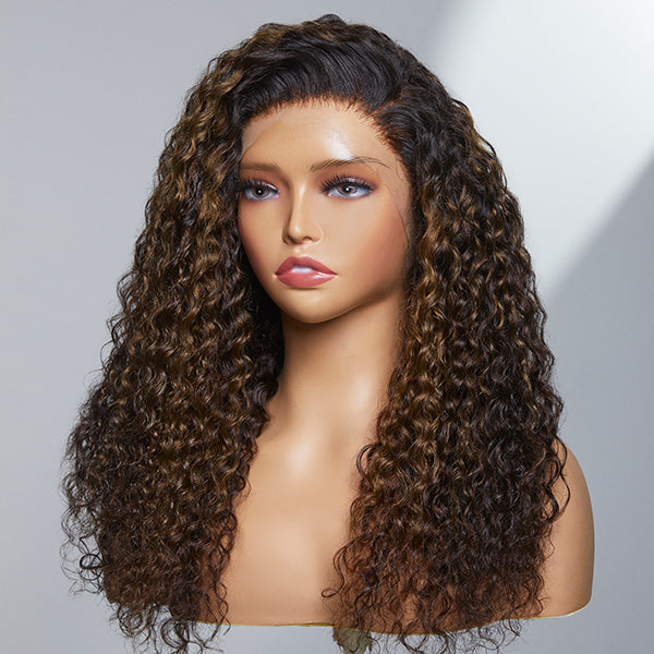 Gorgeous Mix Chestnut Brown Deep Wave 13x4 Frontal HD Lace Side Part Long Wig 100% Human Hair