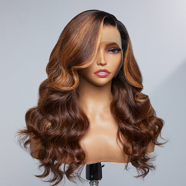 Limited Design | Blonde Highlight Loose Body Wave 13x4 Frontal HD Lace Long Left Side part Wig 100% Human Hair