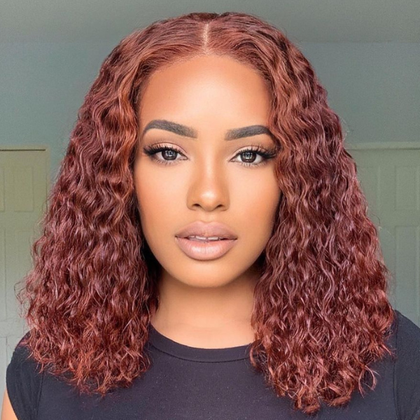 Reddish Brown Glueless Closure  Lace Curly Wig | Pre-plucked