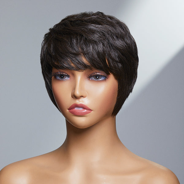 Limited Design | Melissa Style Body Wave With Bangs No Lace Glueless Short Wig 100% Human Hair