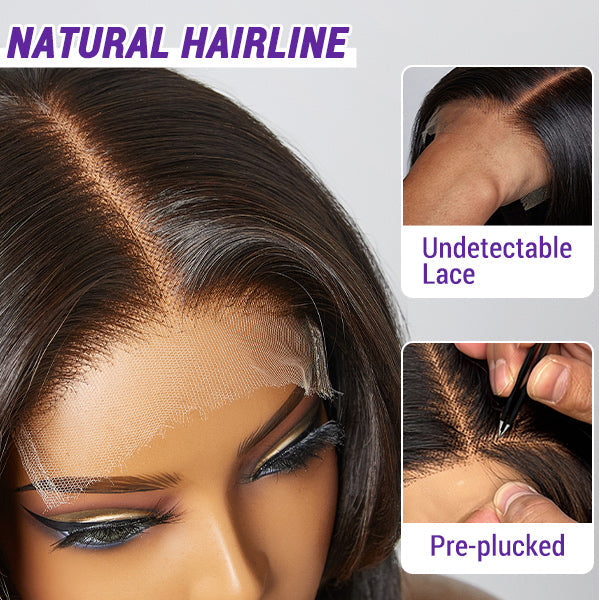 Limited Design | Natural Black Handcraft Layered 5x5 Closure HD Lace Glueless Short Wig 100% Human Hair