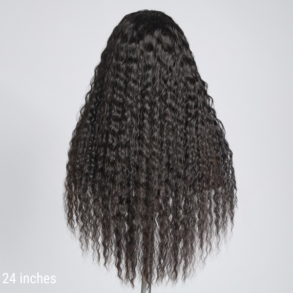 Boho-Chic | Throw On & Go Flowy Bohemian Curly Headband Long Wig 100% Human Hair (Get Free Trendy Headband)
