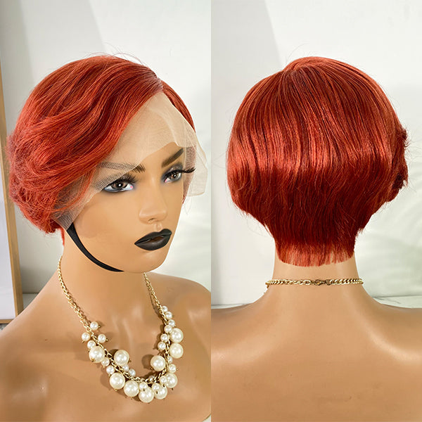 Fall Color Celebrity Style Pixie Short Cut T Part Lace Wig