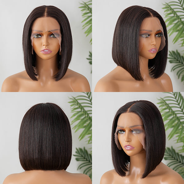 Pre-bleached Glueless Middle Part Minimalist Lace Bob Wig 100% Human Hair | Easy & Daily