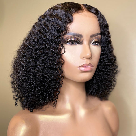 Realistic Afro Curly Compact 13x4 Frontal HD Lace Free Part Long Wig 100% Human Hair