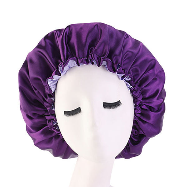 Double Layer Women's Hair Care Soft Hat Double-Sided Silk Satin Night Cap