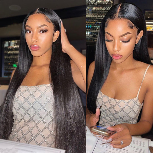 Silky Straight 13x4 Frontal Undetectable HD Lace Long Wig 100% Human Hair