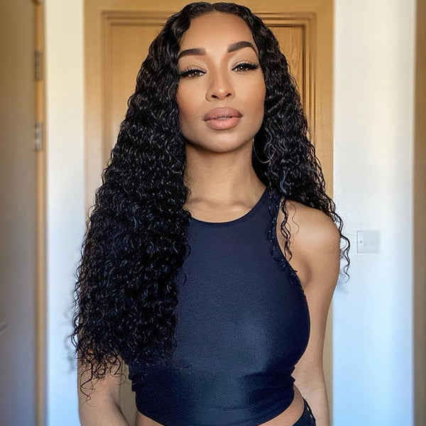 Wet And Wavy | Water Wave 4x4 Closure Lace Glueless Mid Part Long Wig 100% Human Hair